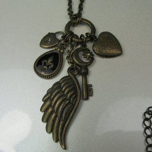 Burnished Gold Tone Locket Charm Necklace
